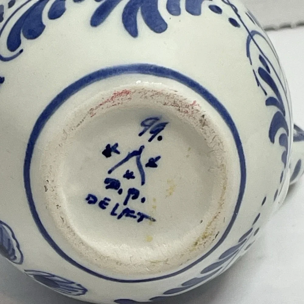 Vintage De Delftse Mini-Pitcher Creamer Delft Pottery Three Stars D.P. Holland